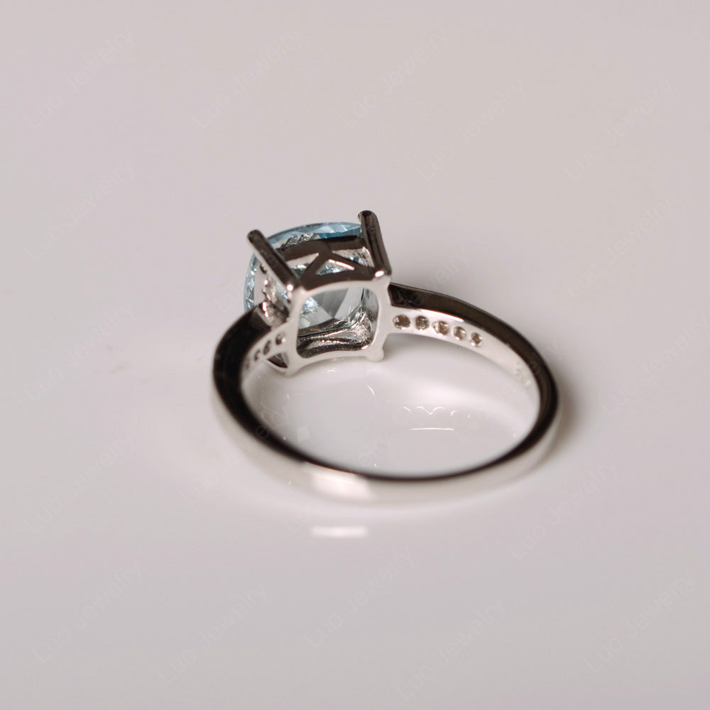 Aquamarine Engagement Ring Cushion Cut Gold - LUO Jewelry