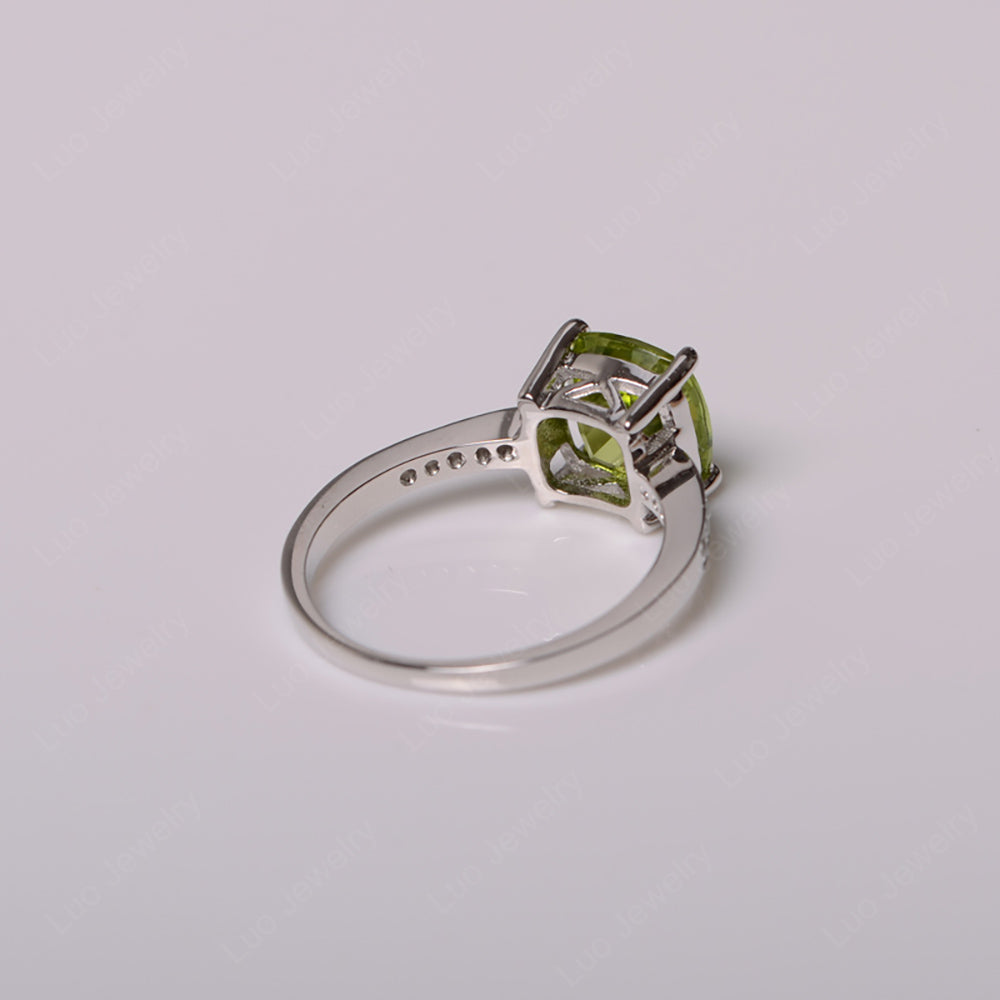 Peridot Engagement Ring Cushion Cut Gold - LUO Jewelry