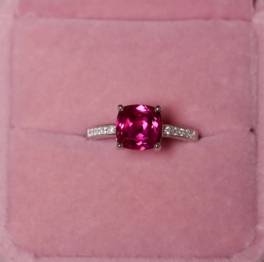 Ruby Engagement Ring Cushion Cut Gold - LUO Jewelry