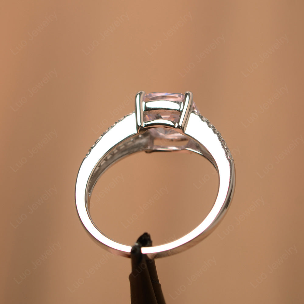 Cubic Zirconia Ring Split Shank Cushion Cut Ring - LUO Jewelry
