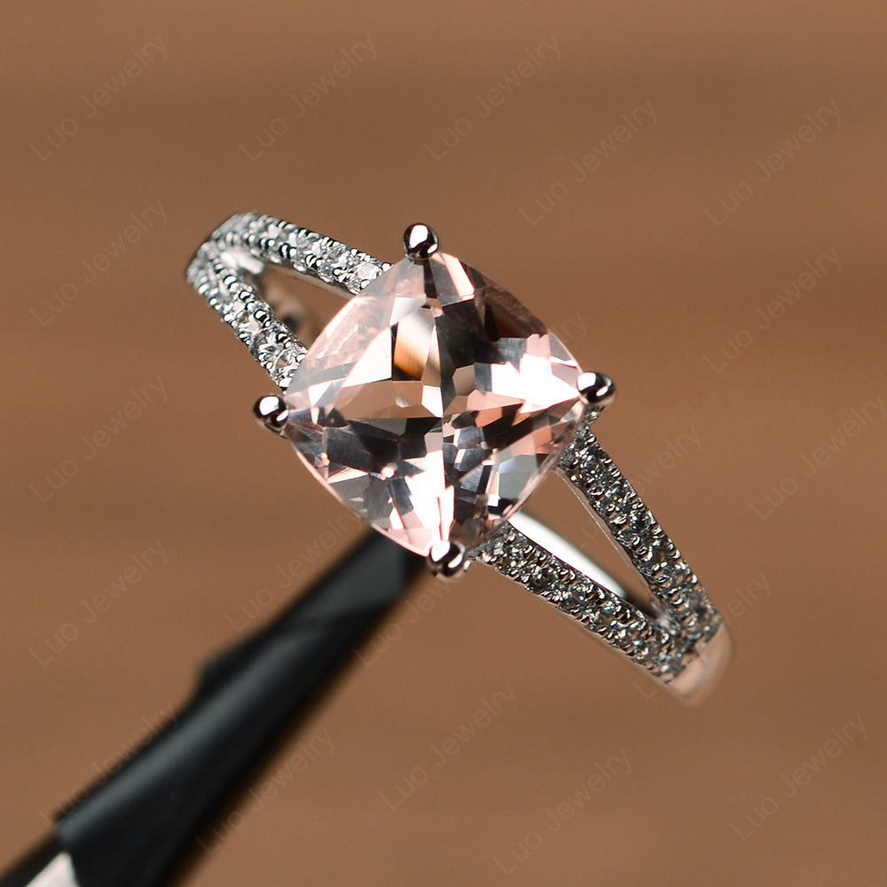 Morganite Ring Split Shank Cushion Cut Ring - LUO Jewelry