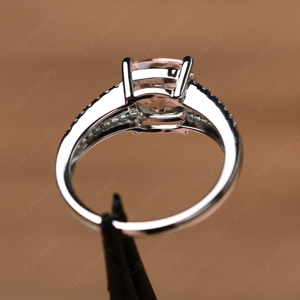 Morganite Ring Split Shank Cushion Cut Ring - LUO Jewelry