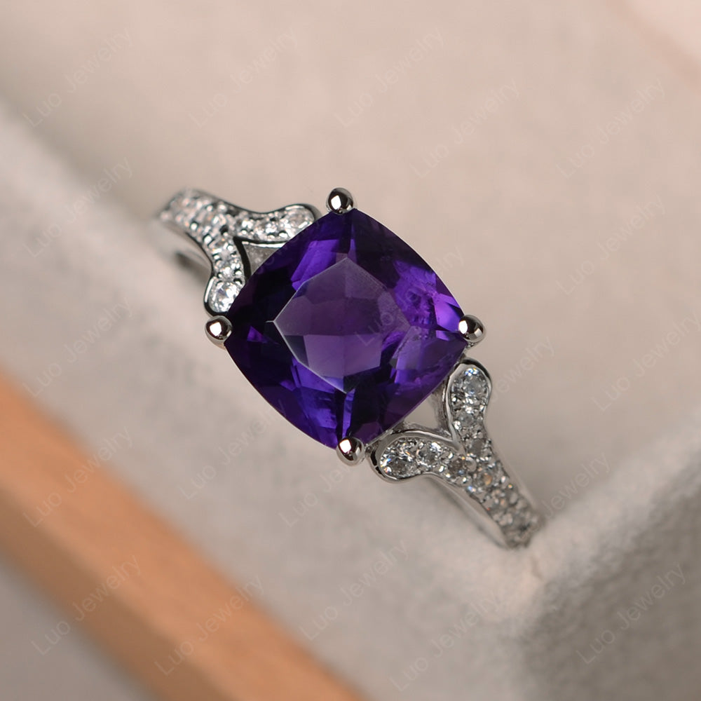 Cushion Shaped Amethyst Wedding Ring - LUO Jewelry