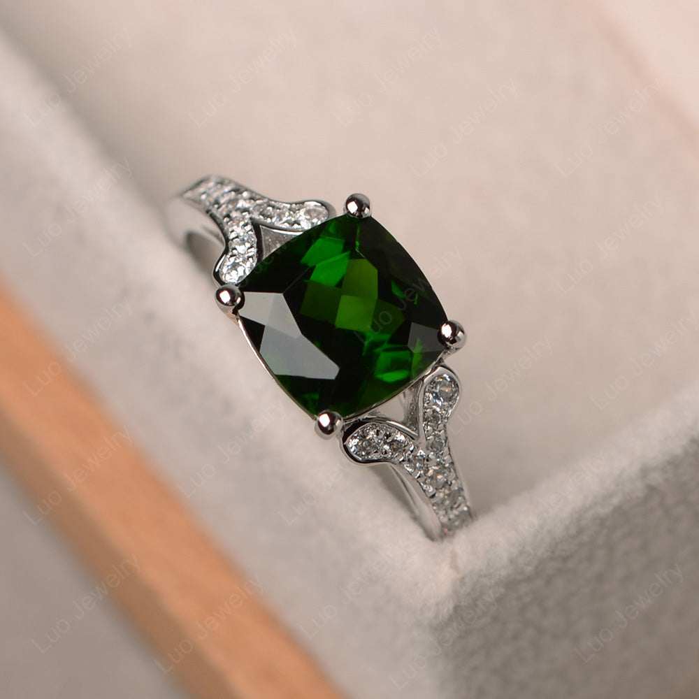 Cushion Shaped Diopside Wedding Ring - LUO Jewelry