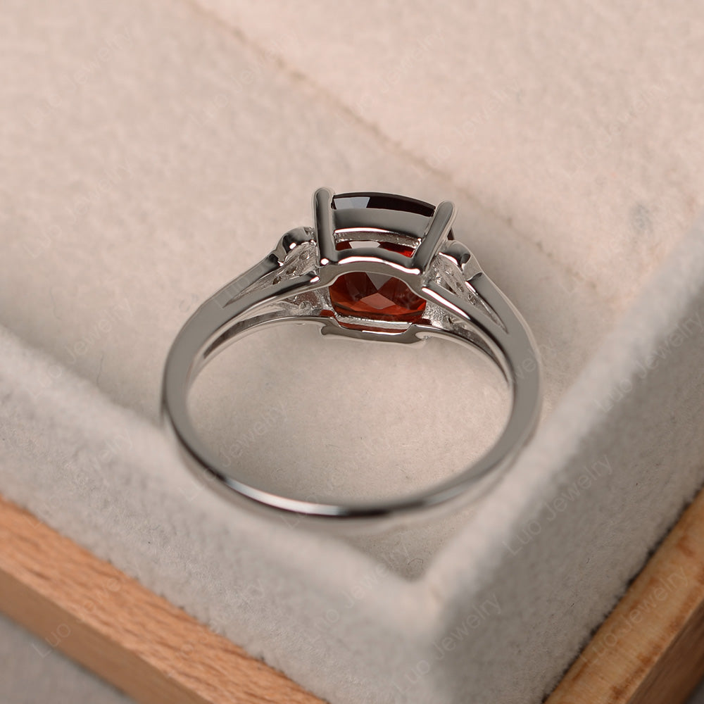 Cushion Shaped Garnet Wedding Ring - LUO Jewelry