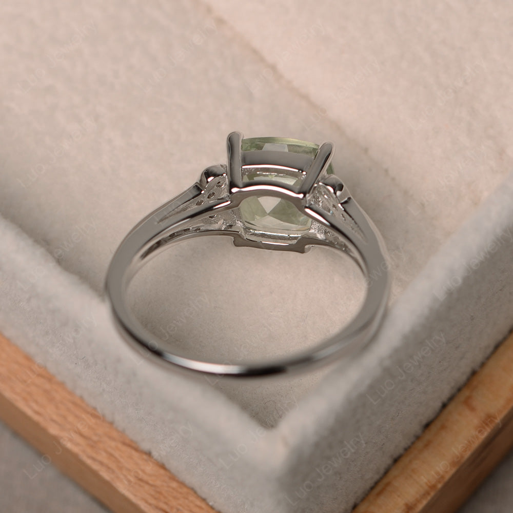 Cushion Shaped Green Amethyst Wedding Ring - LUO Jewelry