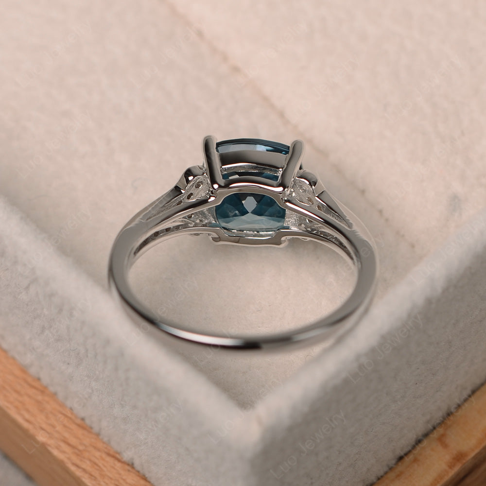Cushion Shaped London Blue Topaz Wedding Ring - LUO Jewelry