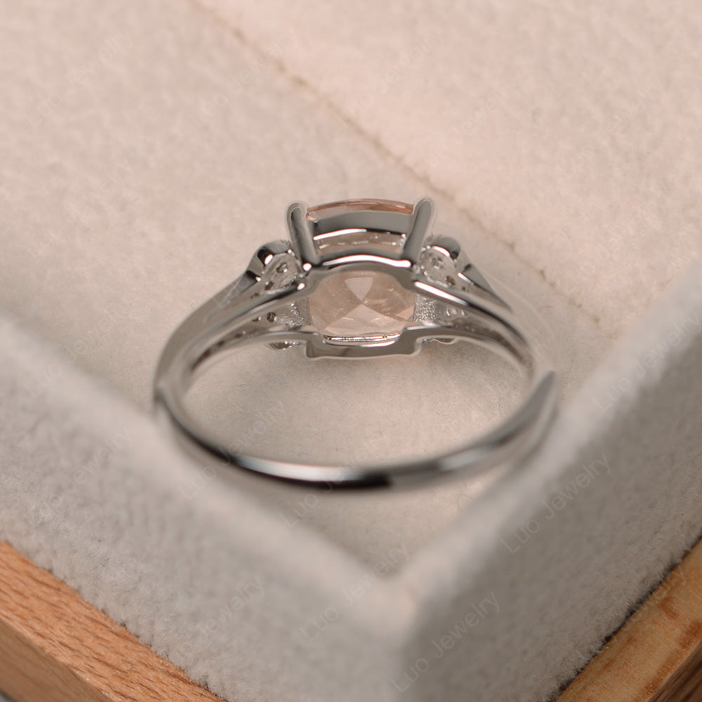 Cushion Shaped Morganite Wedding Ring - LUO Jewelry