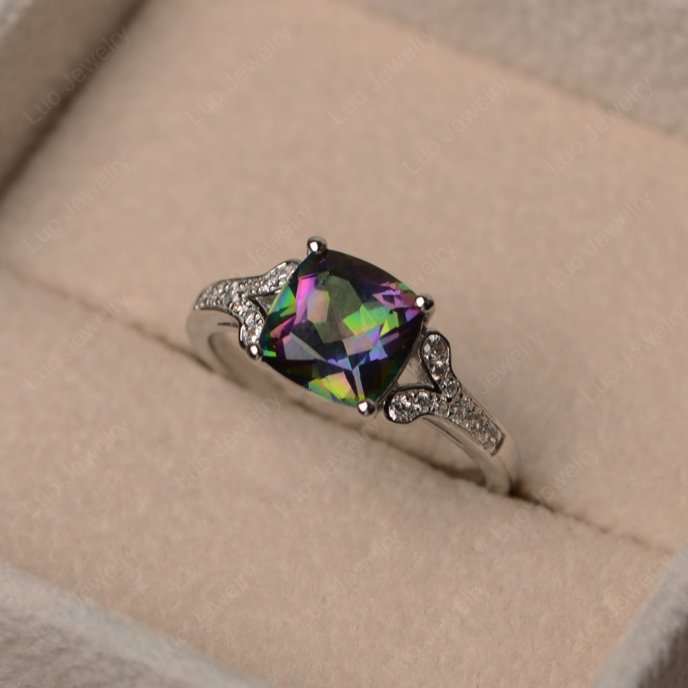 Cushion Shaped Mystic Topaz Wedding Ring - LUO Jewelry