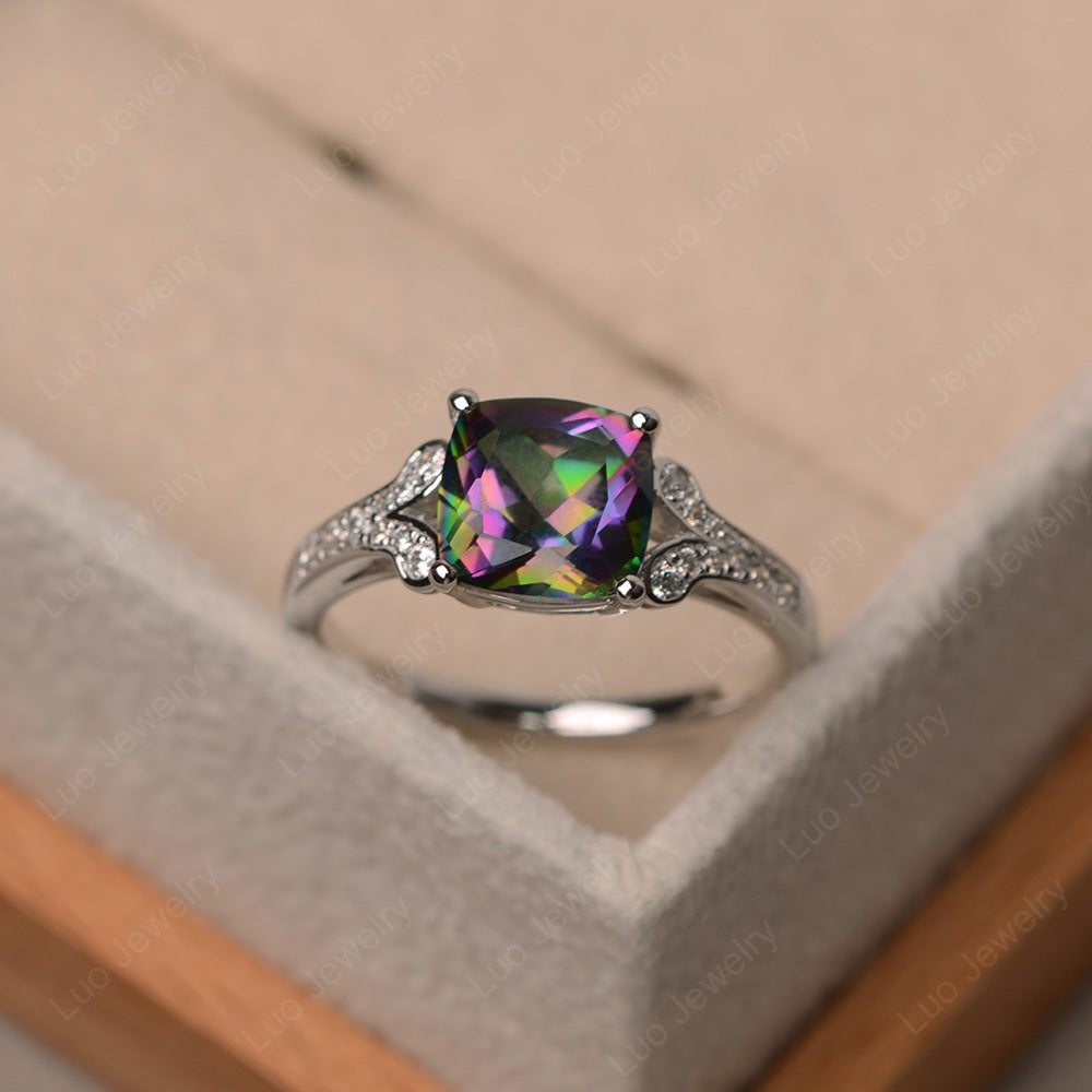 Cushion Shaped Mystic Topaz Wedding Ring - LUO Jewelry