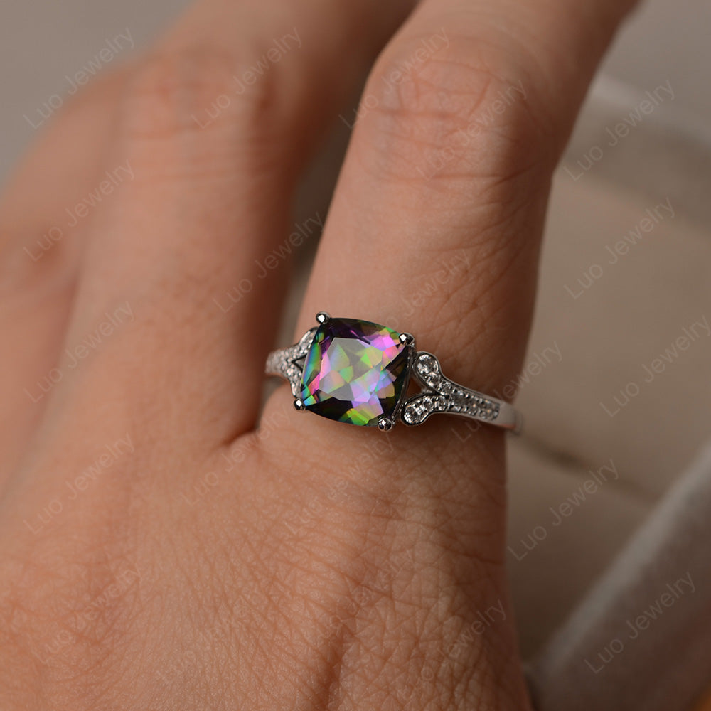 Cushion Shaped Mystic Topaz Wedding Ring - LUO Jewelry