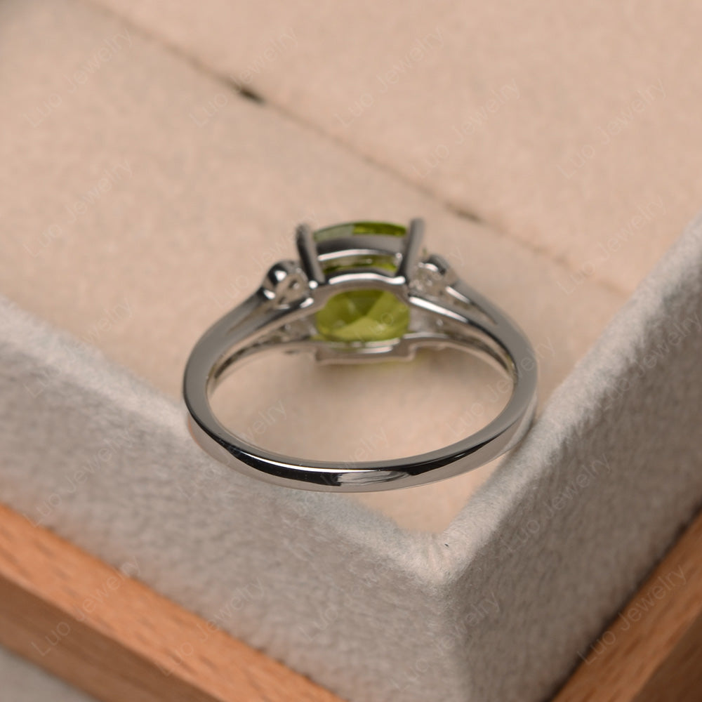 Cushion Shaped Peridot Wedding Ring - LUO Jewelry