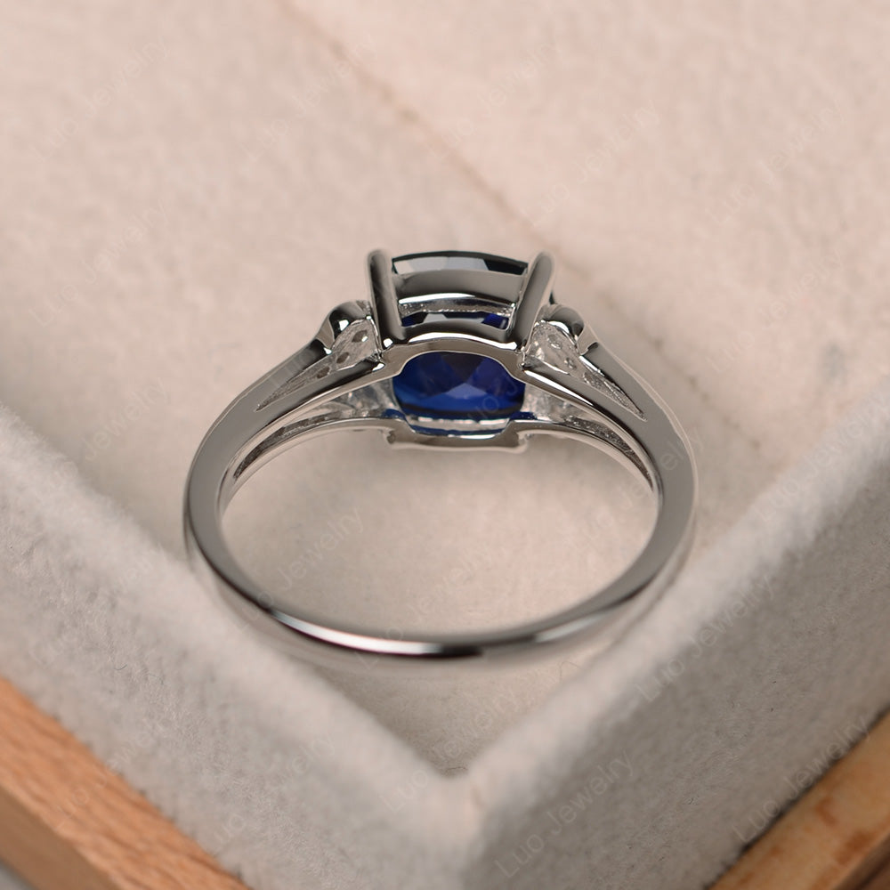 Cushion Shaped Lab Sapphire Wedding Ring - LUO Jewelry
