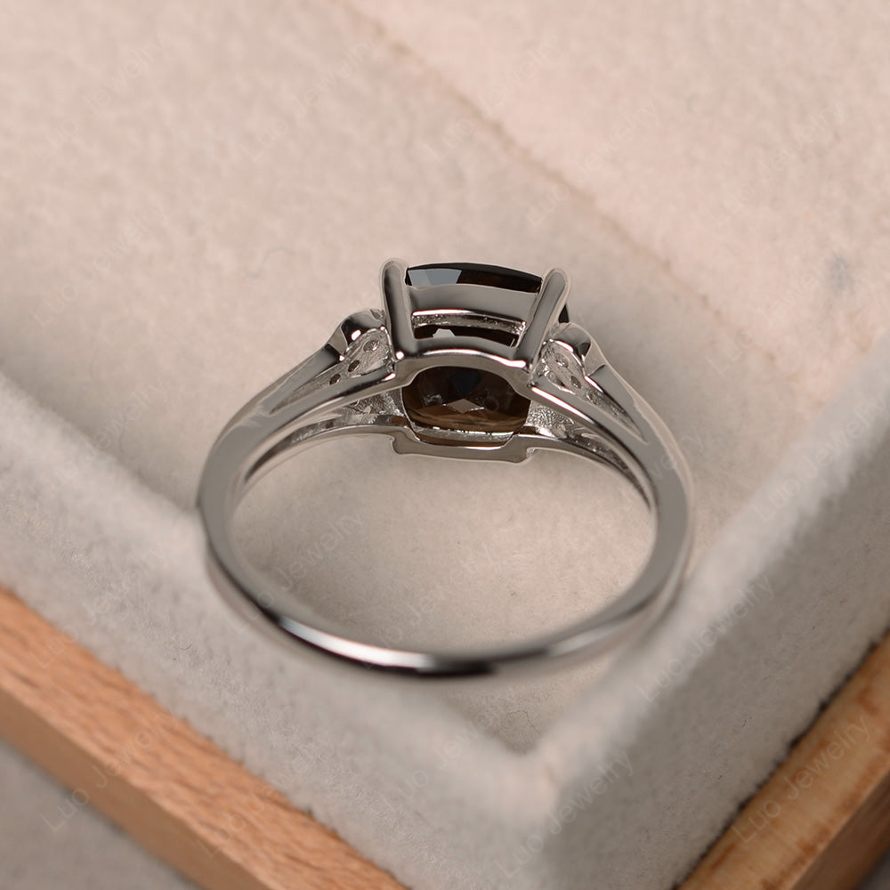 Cushion Shaped Smoky Quartz  Wedding Ring - LUO Jewelry