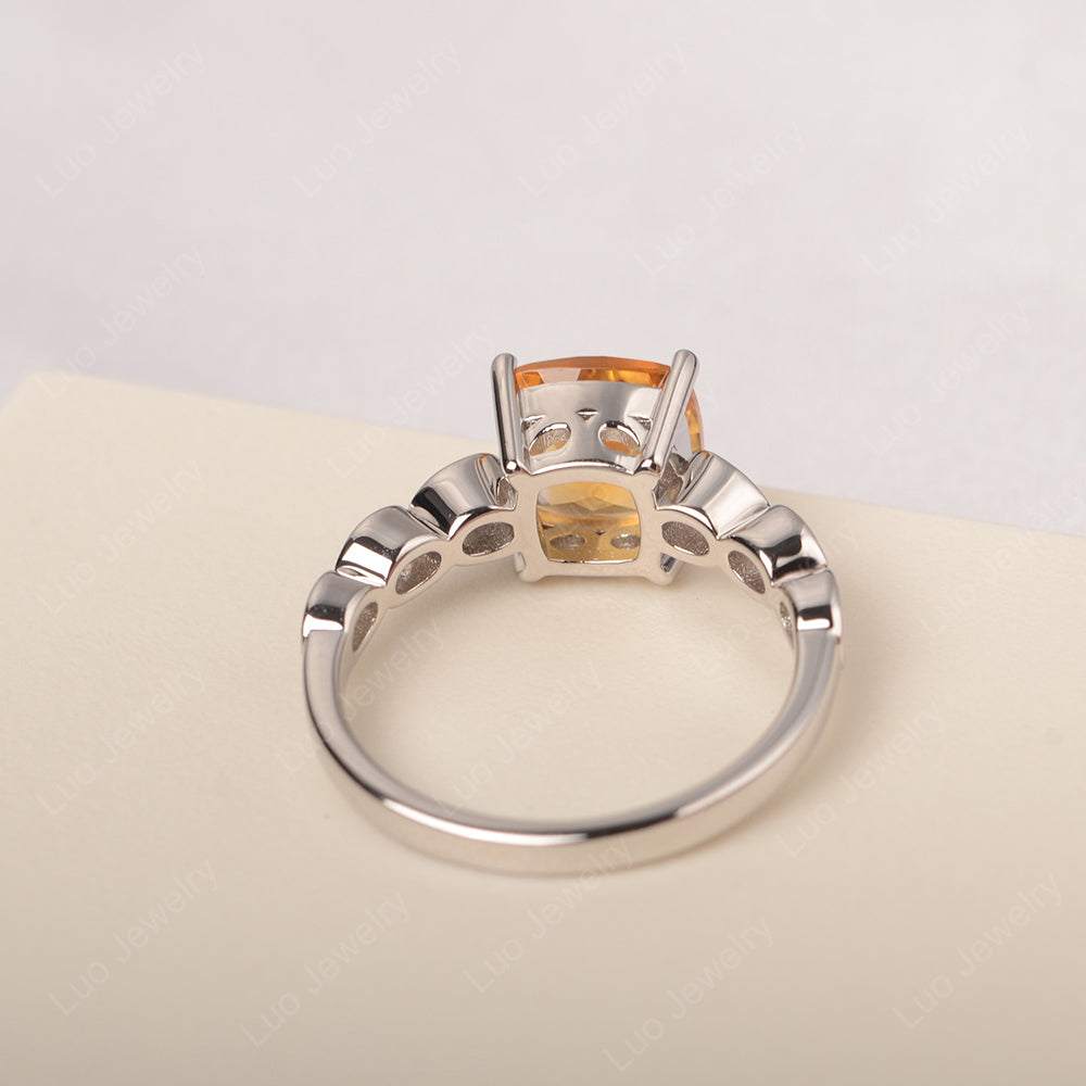 Vintage Citrine Ring Cushion Cut Yellow Gold - LUO Jewelry