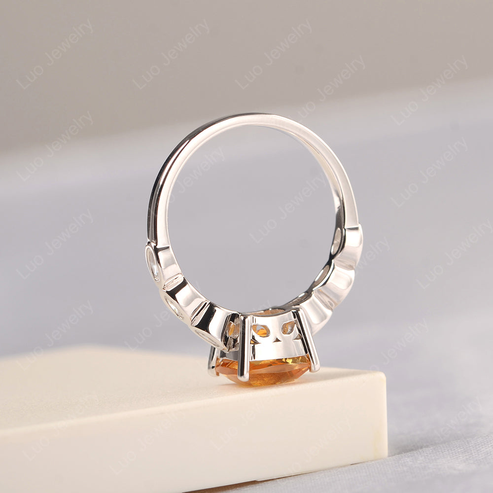Vintage Citrine Ring Cushion Cut Yellow Gold - LUO Jewelry