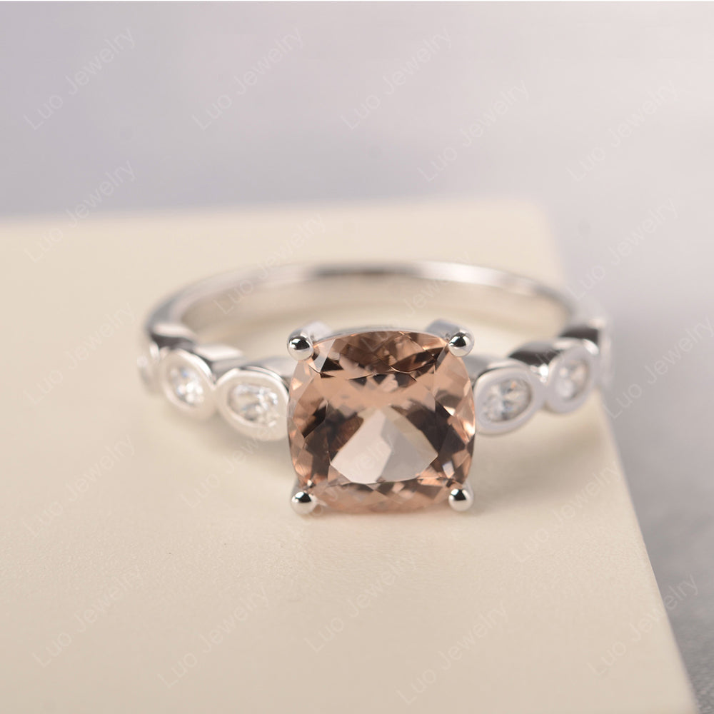 Vintage Morganite Ring Cushion Cut Yellow Gold - LUO Jewelry