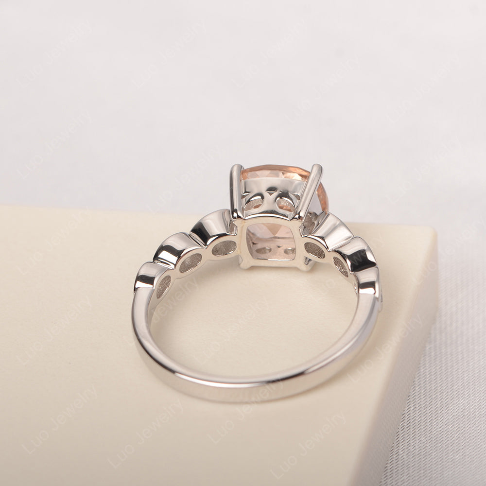 Vintage Morganite Ring Cushion Cut Yellow Gold - LUO Jewelry