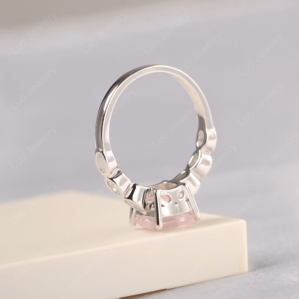 Vintage Rose Quartz Ring Cushion Cut Yellow Gold - LUO Jewelry