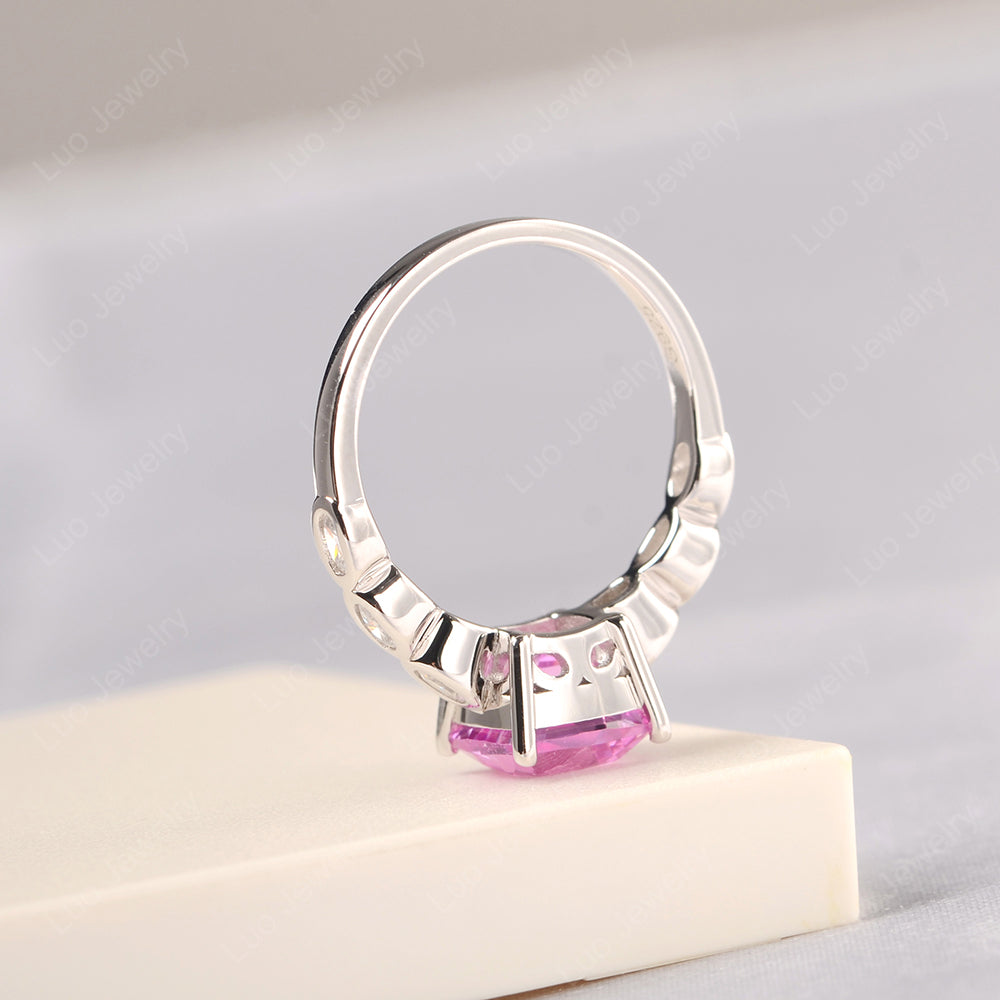 Vintage Pink Sapphire Ring Cushion Cut Yellow Gold - LUO Jewelry