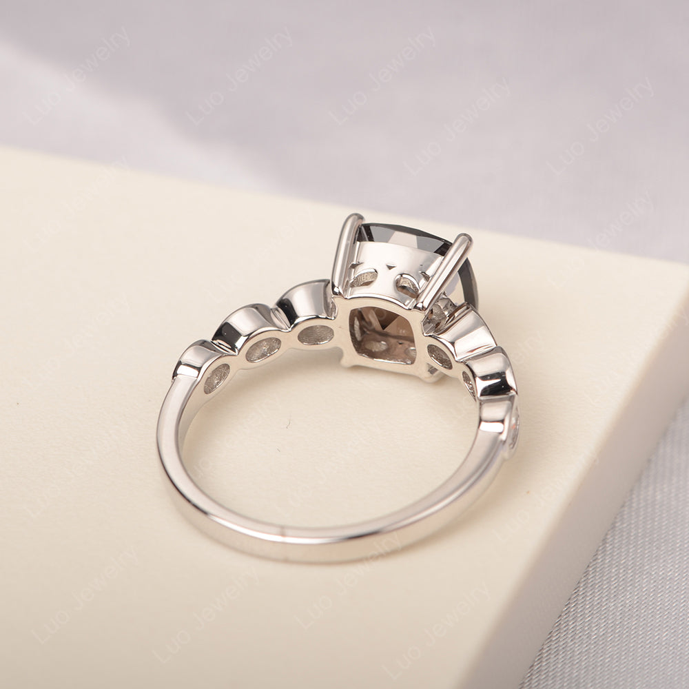 Vintage Smoky Quartz  Ring Cushion Cut Yellow Gold - LUO Jewelry