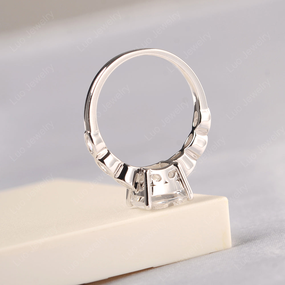 Vintage White Topaz Ring Cushion Cut Yellow Gold - LUO Jewelry