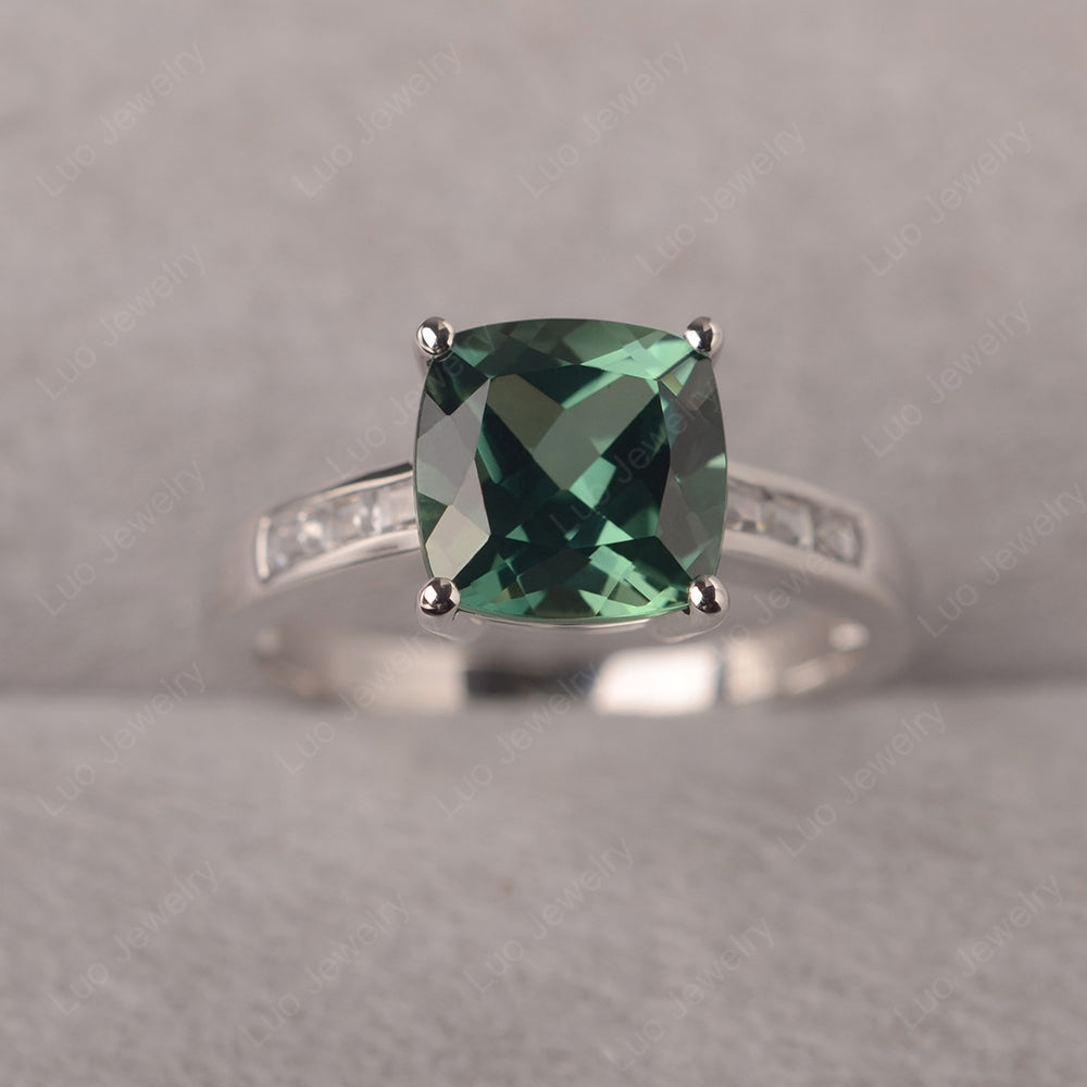 Cushion Cut Green Sapphire Engagement Ring Gold - LUO Jewelry