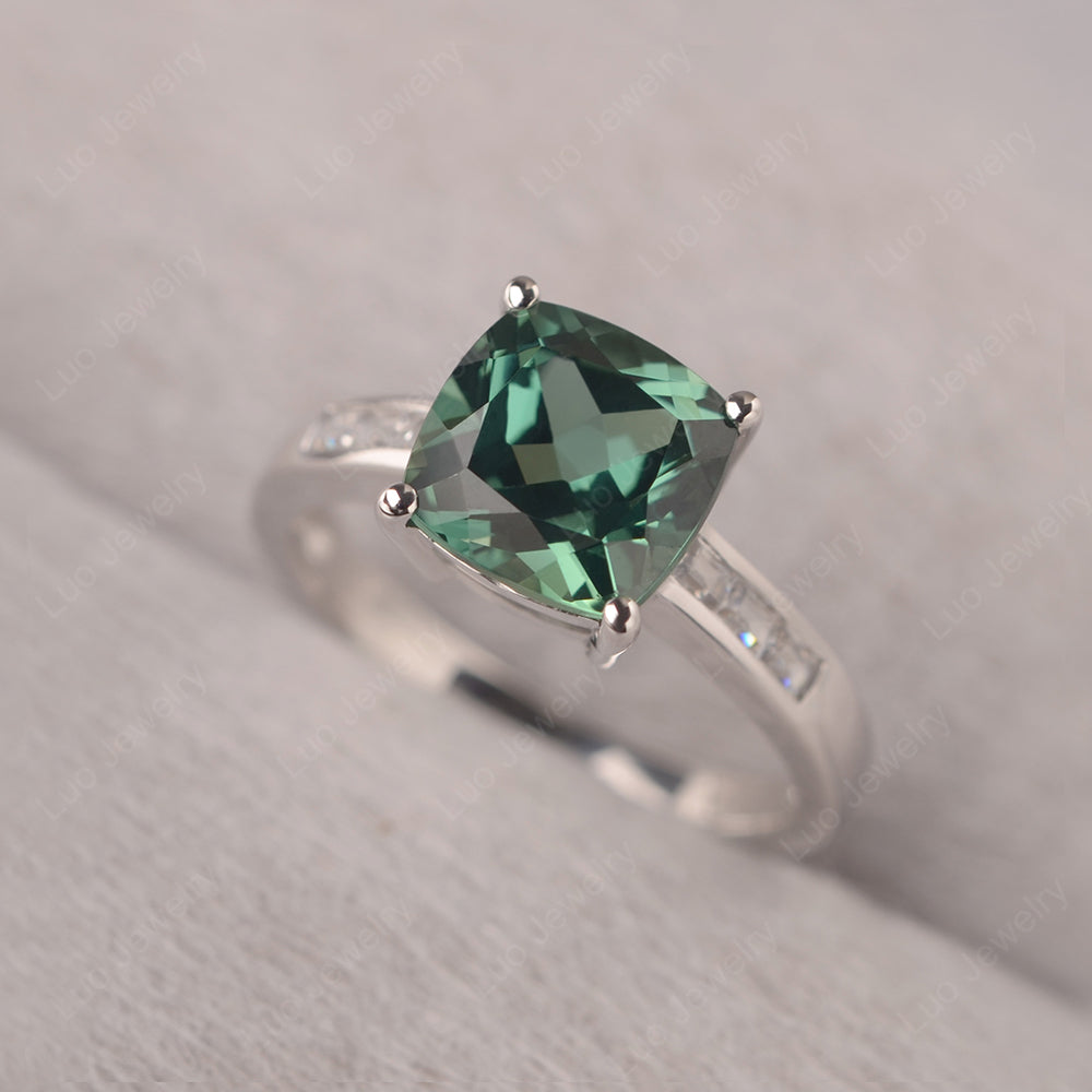 Cushion Cut Green Sapphire Engagement Ring Gold - LUO Jewelry