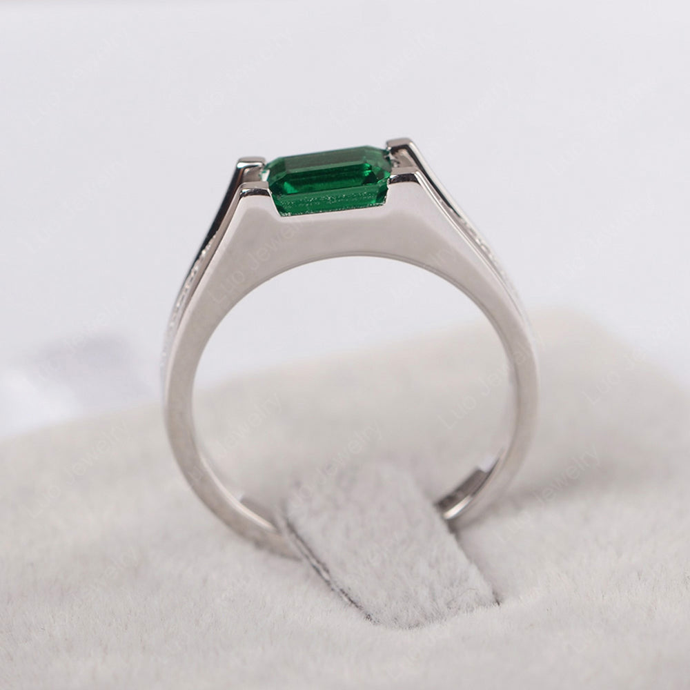 East West Lab Emerald Ring Emerald Cut Engagement Ring - LUO Jewelry