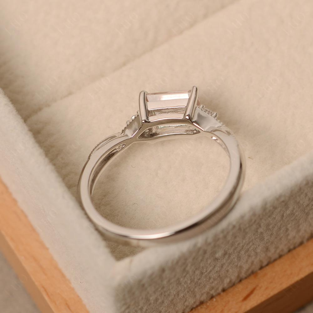Horizontal Emerald Cut Morganite Engagement Ring - LUO Jewelry