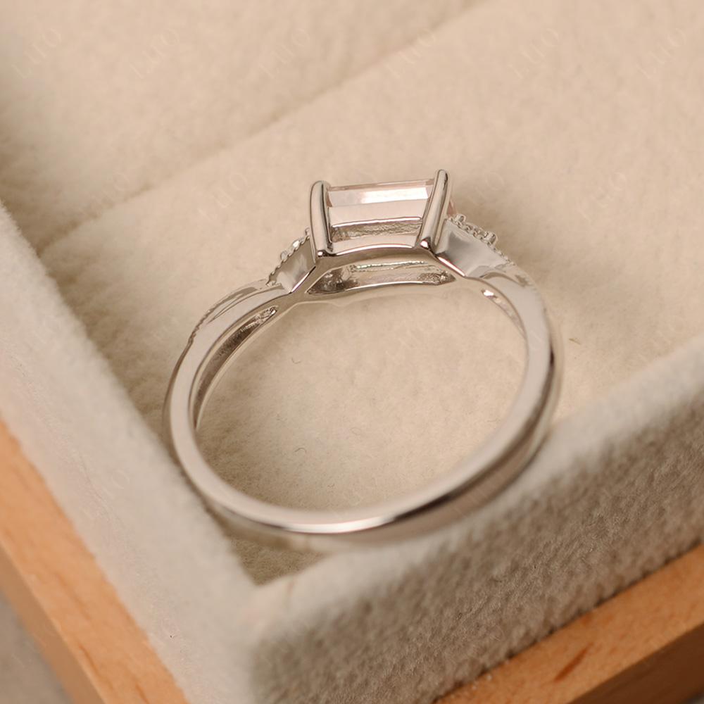 Horizontal Emerald Cut Morganite Engagement Ring - LUO Jewelry