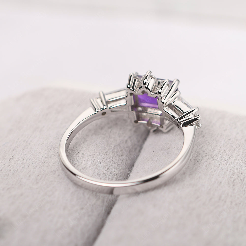 Emerald Cut Amethyst Horizontal Ring - LUO Jewelry