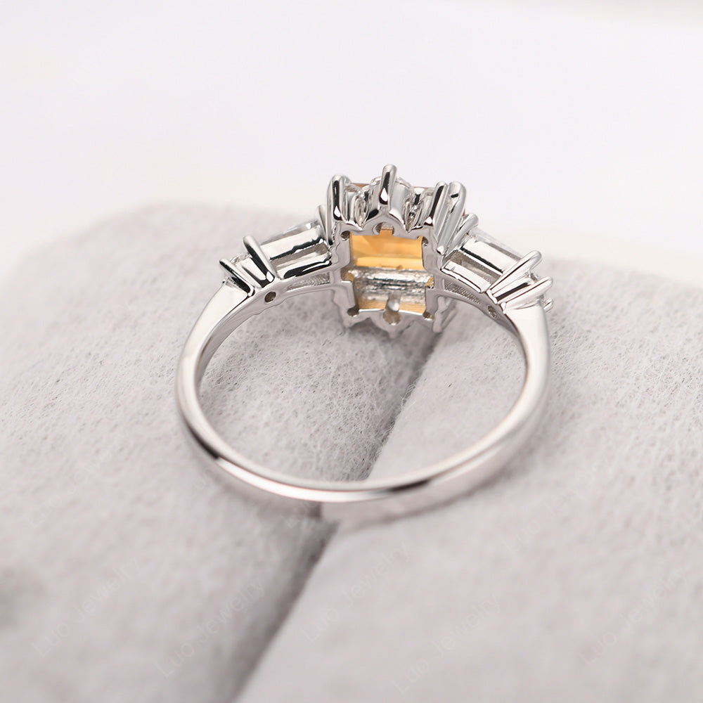 Emerald Cut Citrine Horizontal Ring - LUO Jewelry