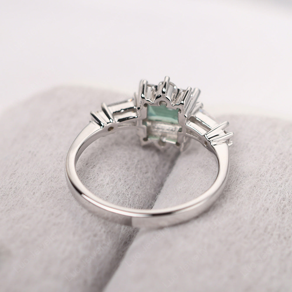 Emerald Cut Green Sapphire Horizontal Ring - LUO Jewelry