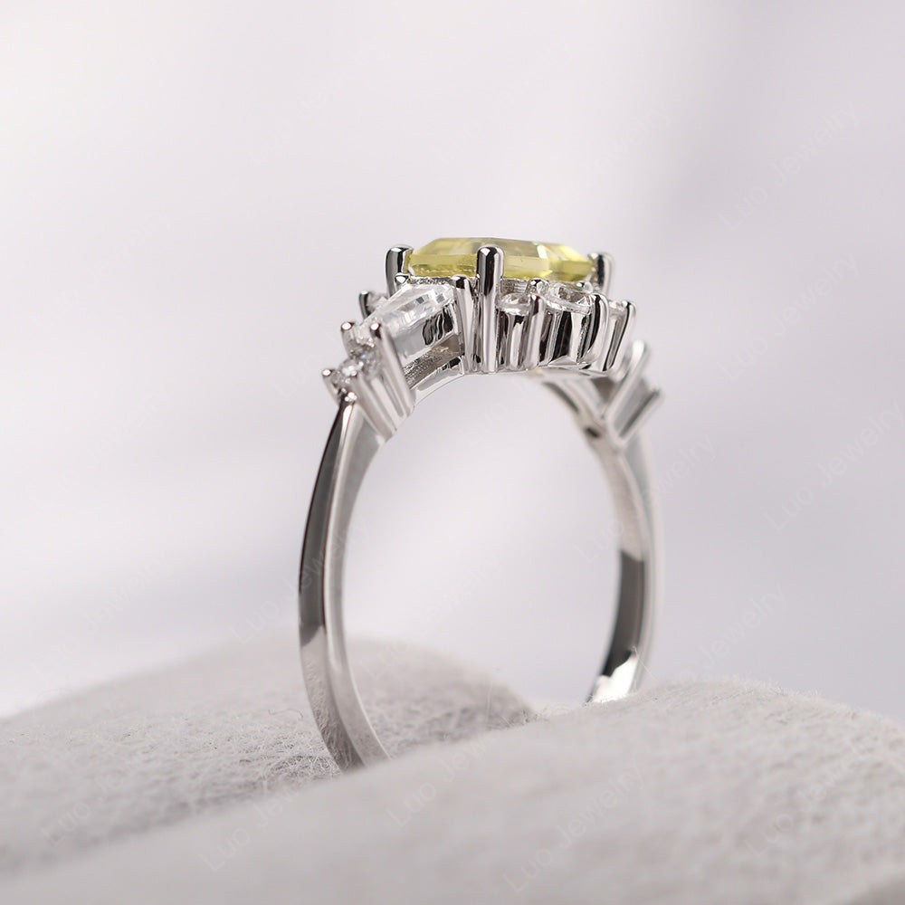 Emerald Cut Lemon Quartz Horizontal Ring - LUO Jewelry