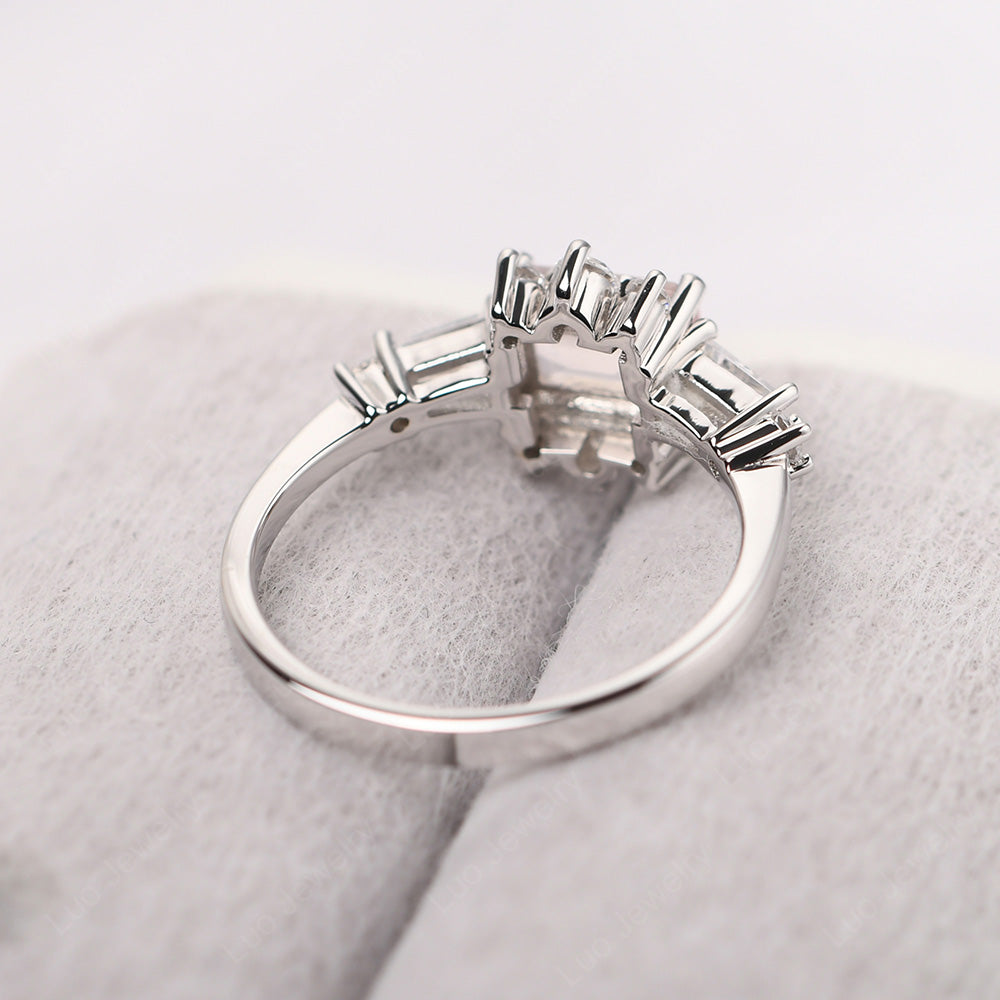 Emerald Cut Morganite Horizontal Ring - LUO Jewelry