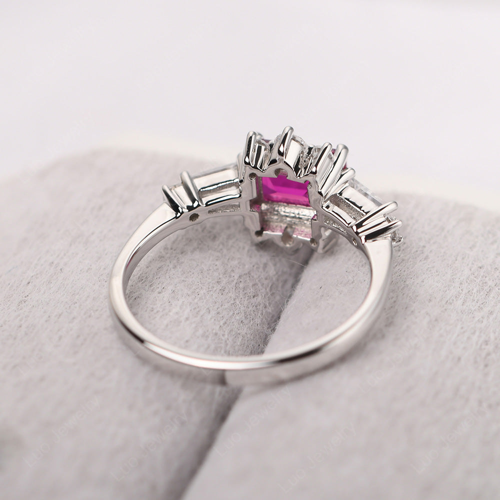 Emerald Cut Ruby Horizontal Ring - LUO Jewelry