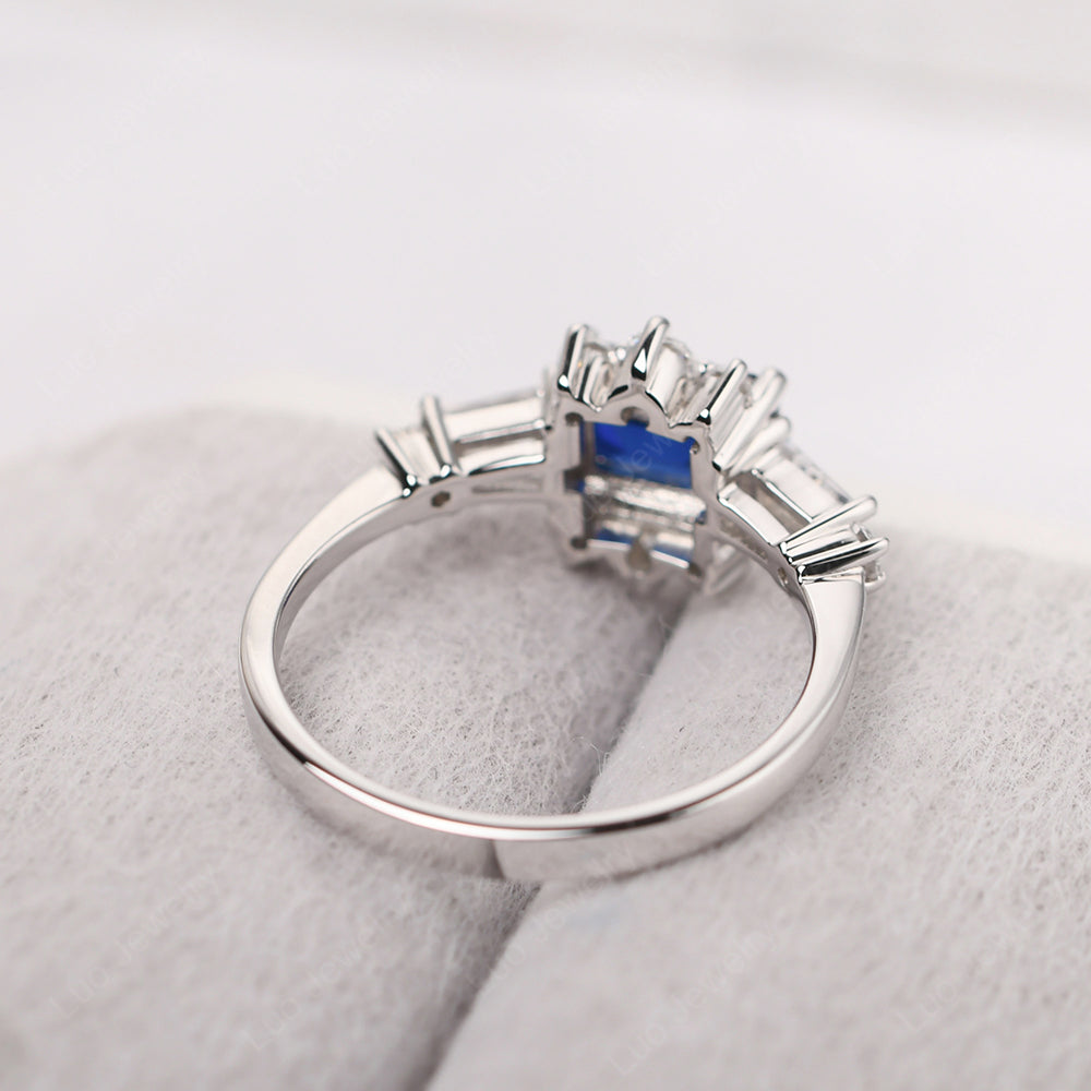 Emerald Cut Lab Sapphire Horizontal Ring - LUO Jewelry