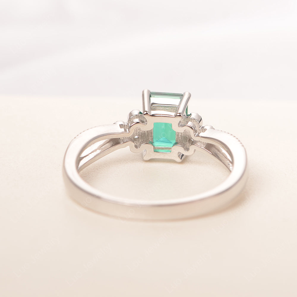 Emerald Cut Lab Emerald Ring Vintage Engagement Ring - LUO Jewelry