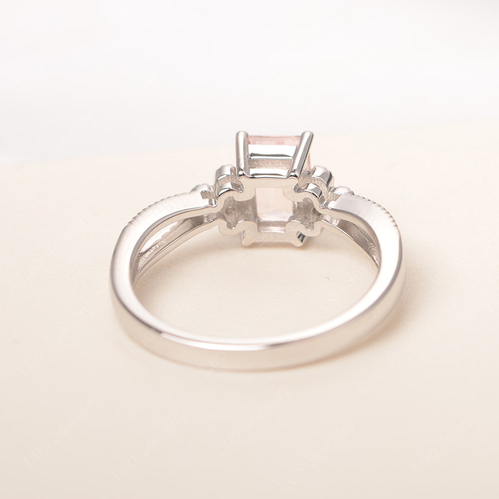Emerald Cut Morganite Ring Vintage Engagement Ring - LUO Jewelry