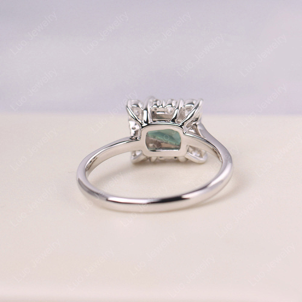 Emerald Cut Alexandrite Halo Ring