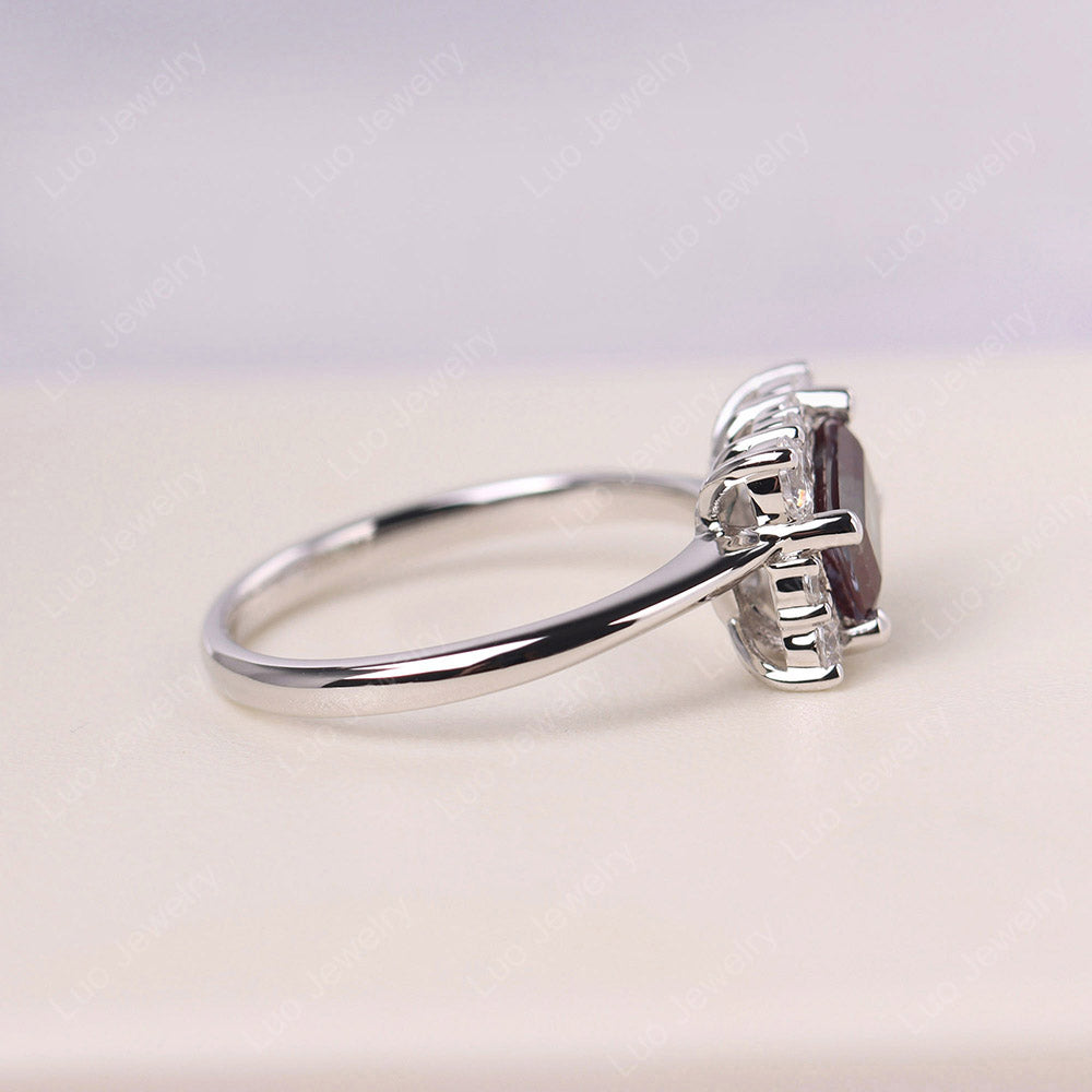 Emerald Cut Alexandrite Halo Ring