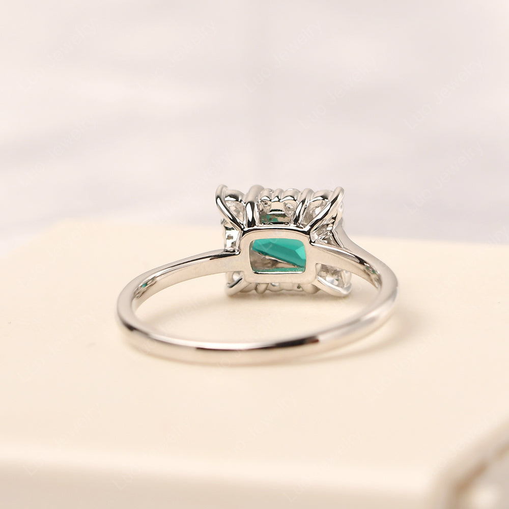 Emerald Cut Emerald Halo Rings - LUO Jewelry