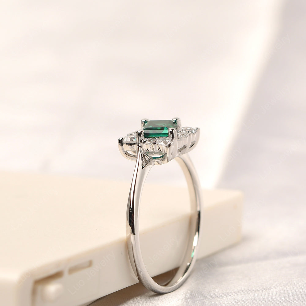 Emerald Cut Emerald Halo Rings - LUO Jewelry