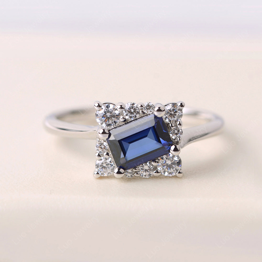 Emerald Cut Sapphire Halo Rings - LUO Jewelry