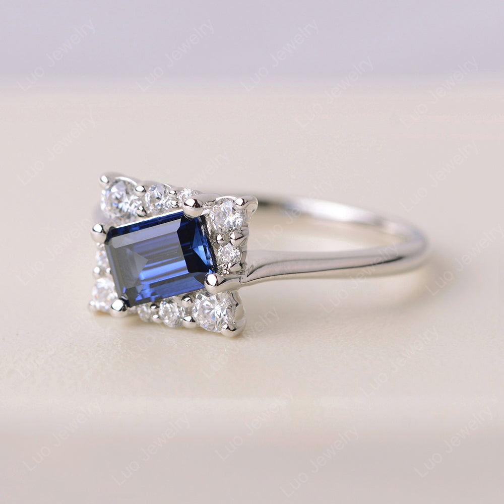 Emerald Cut Sapphire Halo Rings - LUO Jewelry