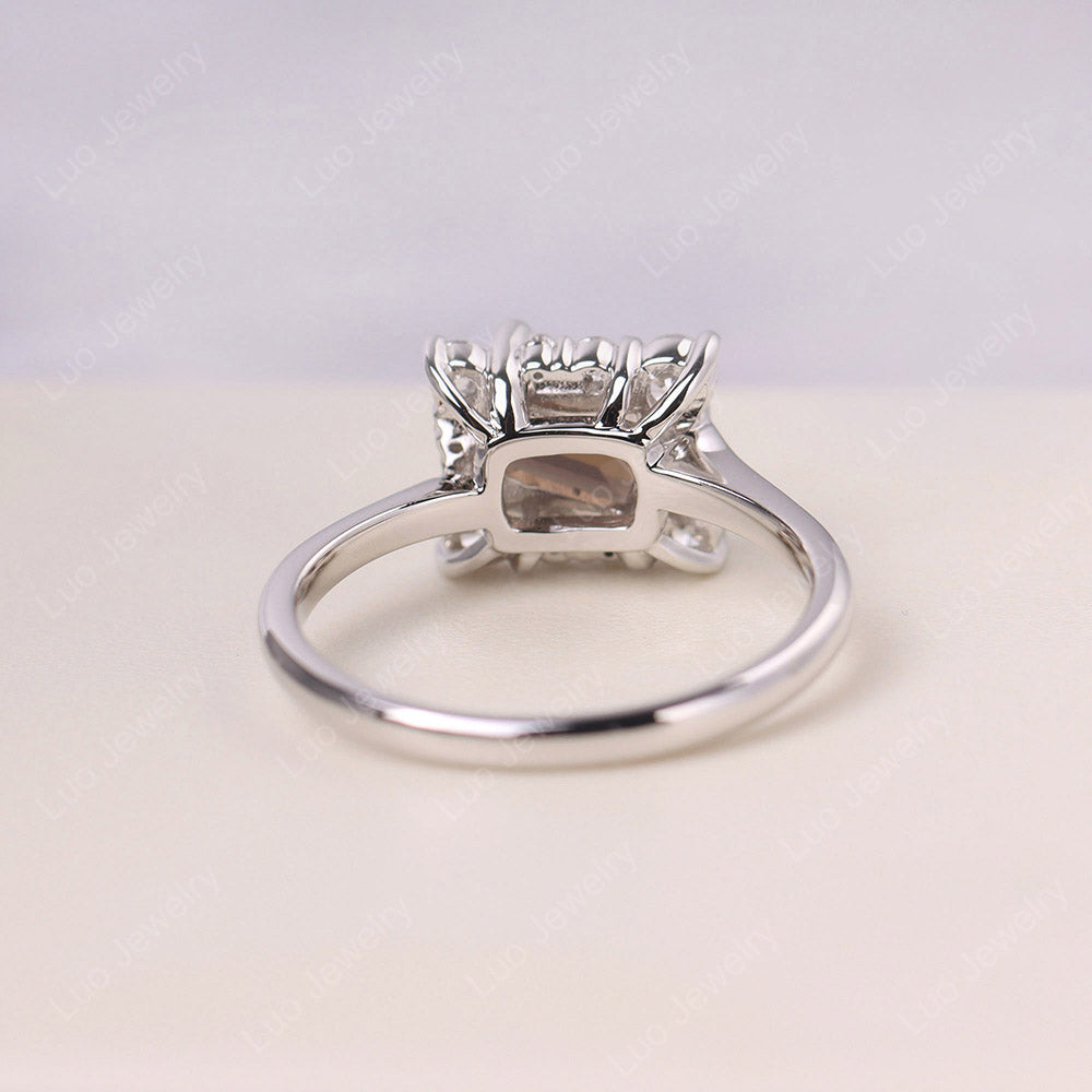 Emerald Cut Smoky Quartz Halo Ring