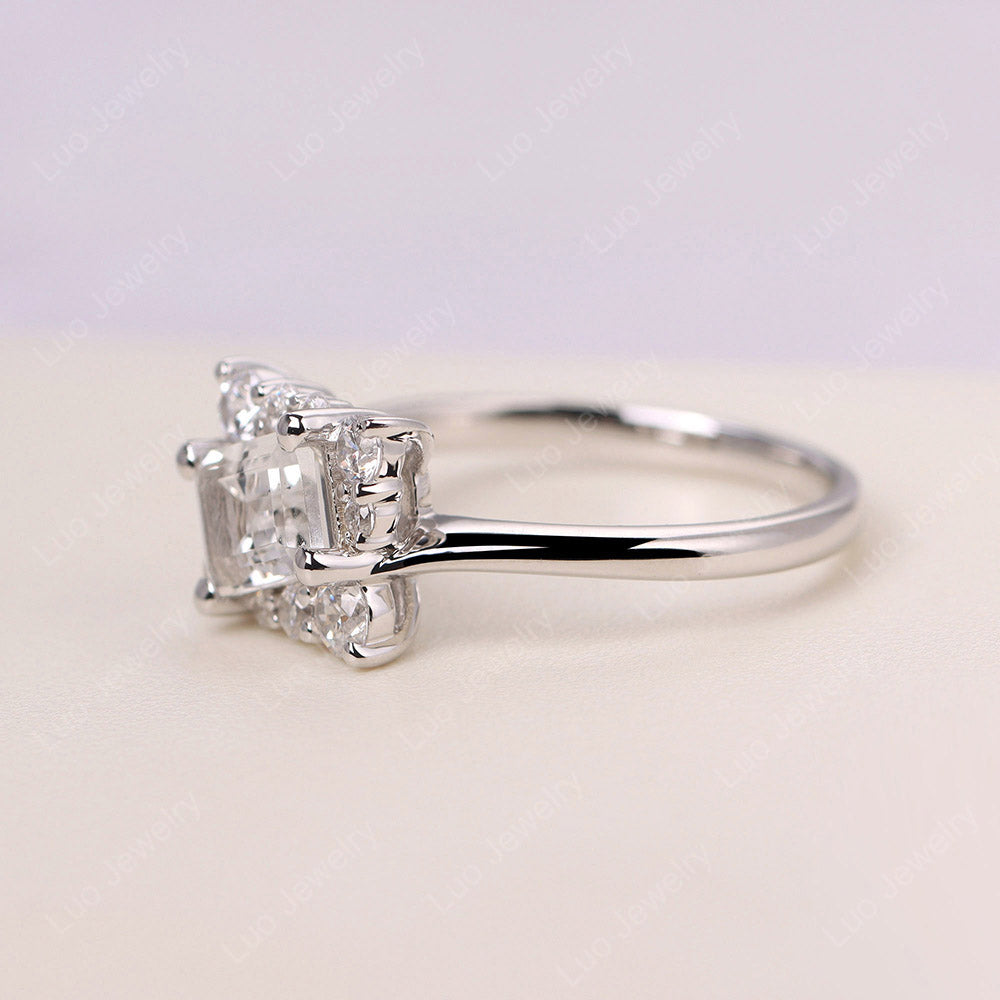 Emerald Cut White Topaz Halo Ring