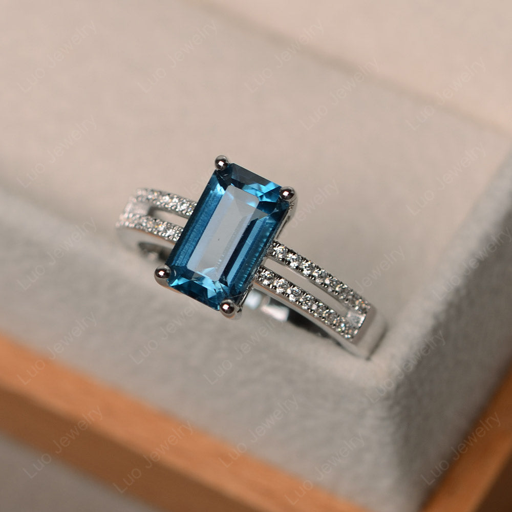 London Blue Topaz Engagement Ring Yellow Gold - LUO Jewelry