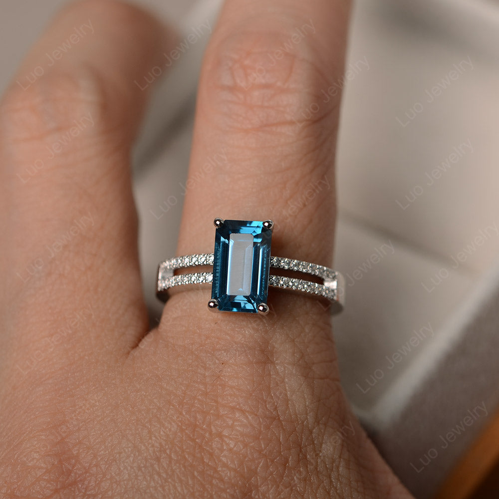 London Blue Topaz Engagement Ring Yellow Gold - LUO Jewelry